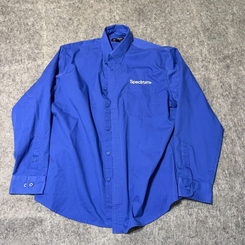 Lands End Mens Shirt Size XL Blue Spectrum Cable Manager Employee